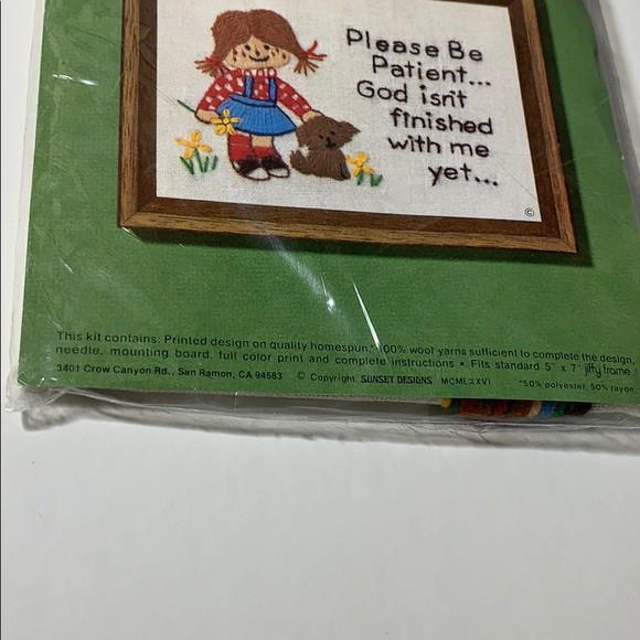 Jiffy Stitchery Sunset Designs #629 VTG 1976 “Please Be Patient” - Picture 5 of 5